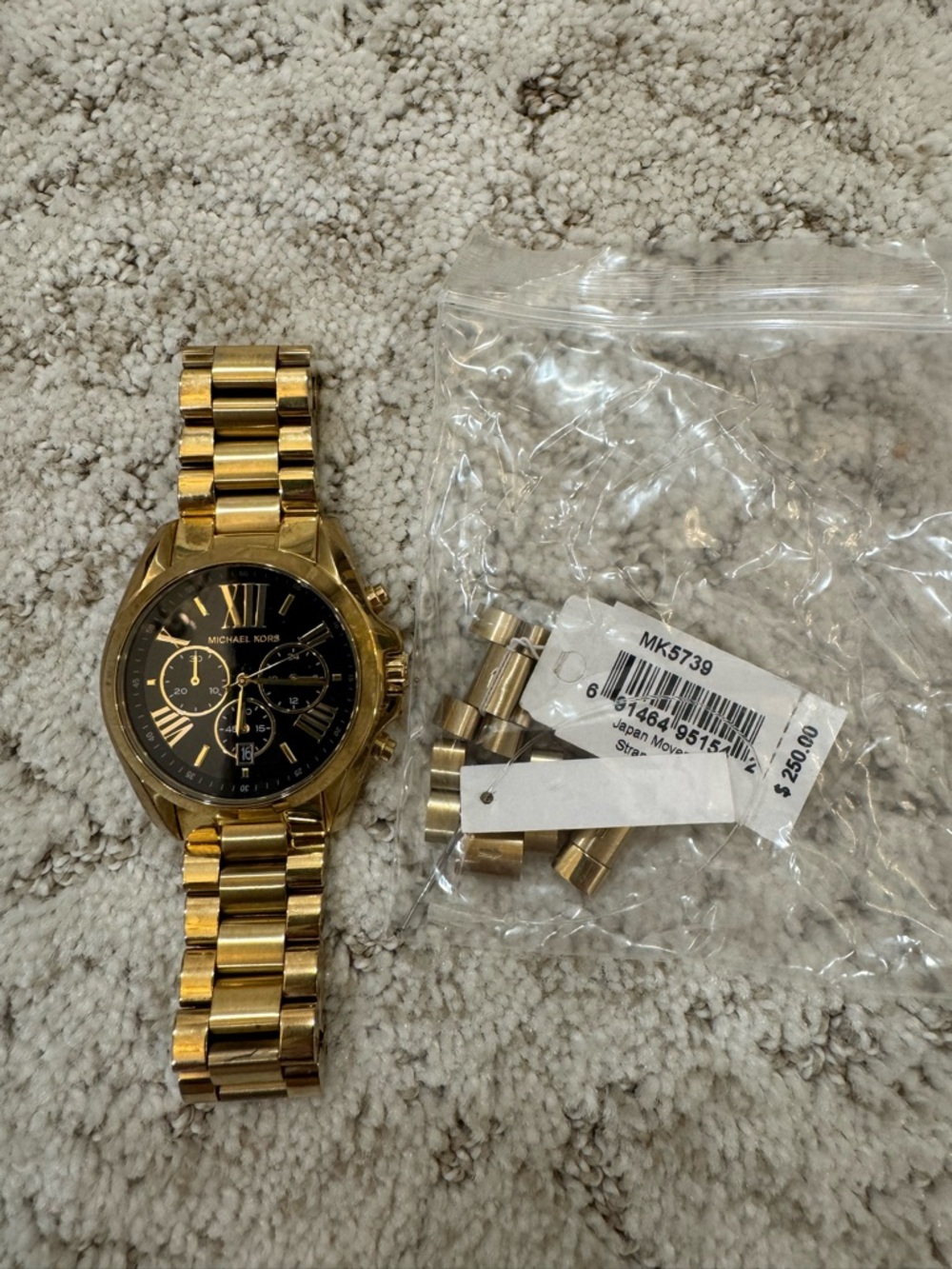 Michael Kors Gold and Black Stainless Steel Chronograph Watch